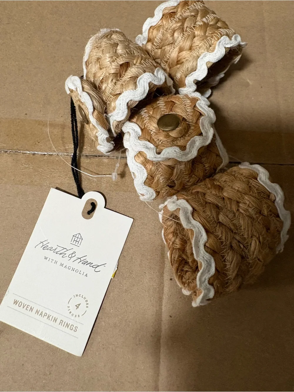 4pk woven Jute Napkin Rings Natural - Hearth & Hand with Magnolia